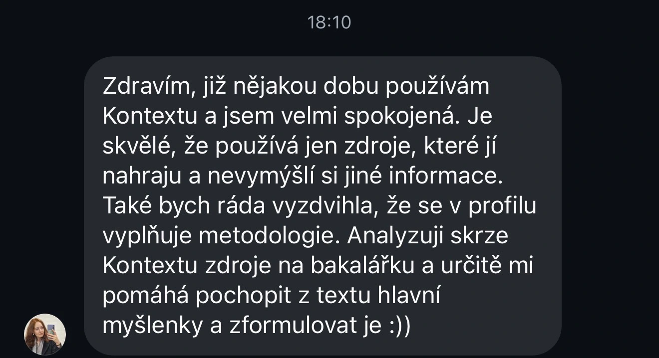 Kontexta recenze – zkušenosti studentů s AI na psaní bakalářek a diplomek 5