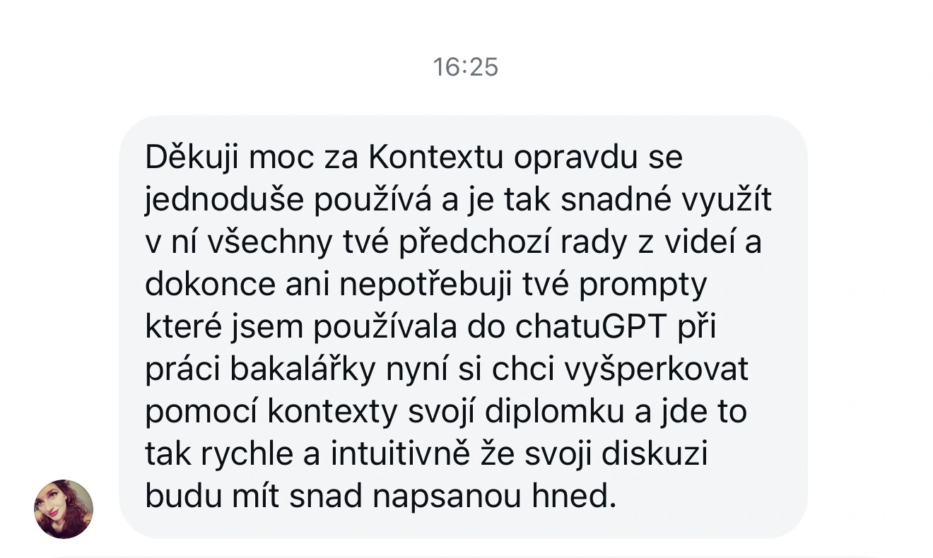Kontexta recenze – zkušenosti studentů s AI na psaní bakalářek a diplomek 16